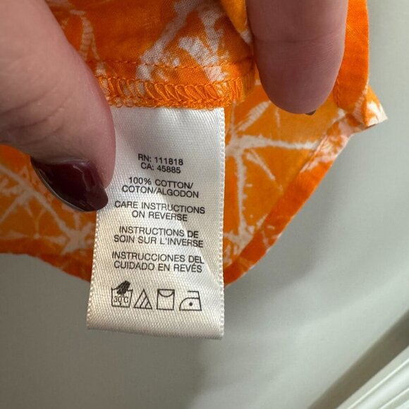 Women's Michael Kors Orange Button Up Cap Sleeve Shirt. Size 8 Petite - Picture 5 of 6